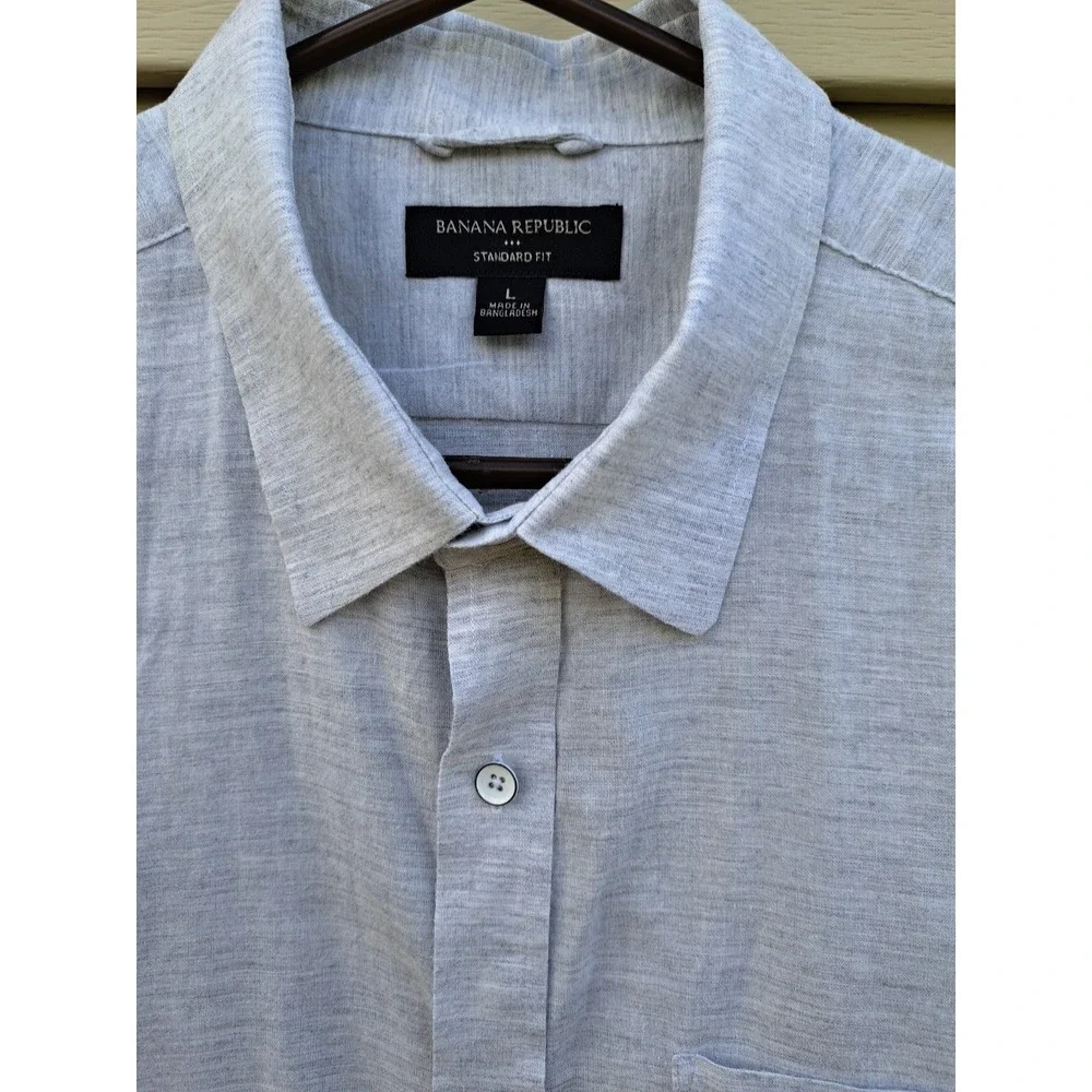 Banana Republic Men's Cotton Grey Button Up Long Sleeve Standart Fit Shirt L
